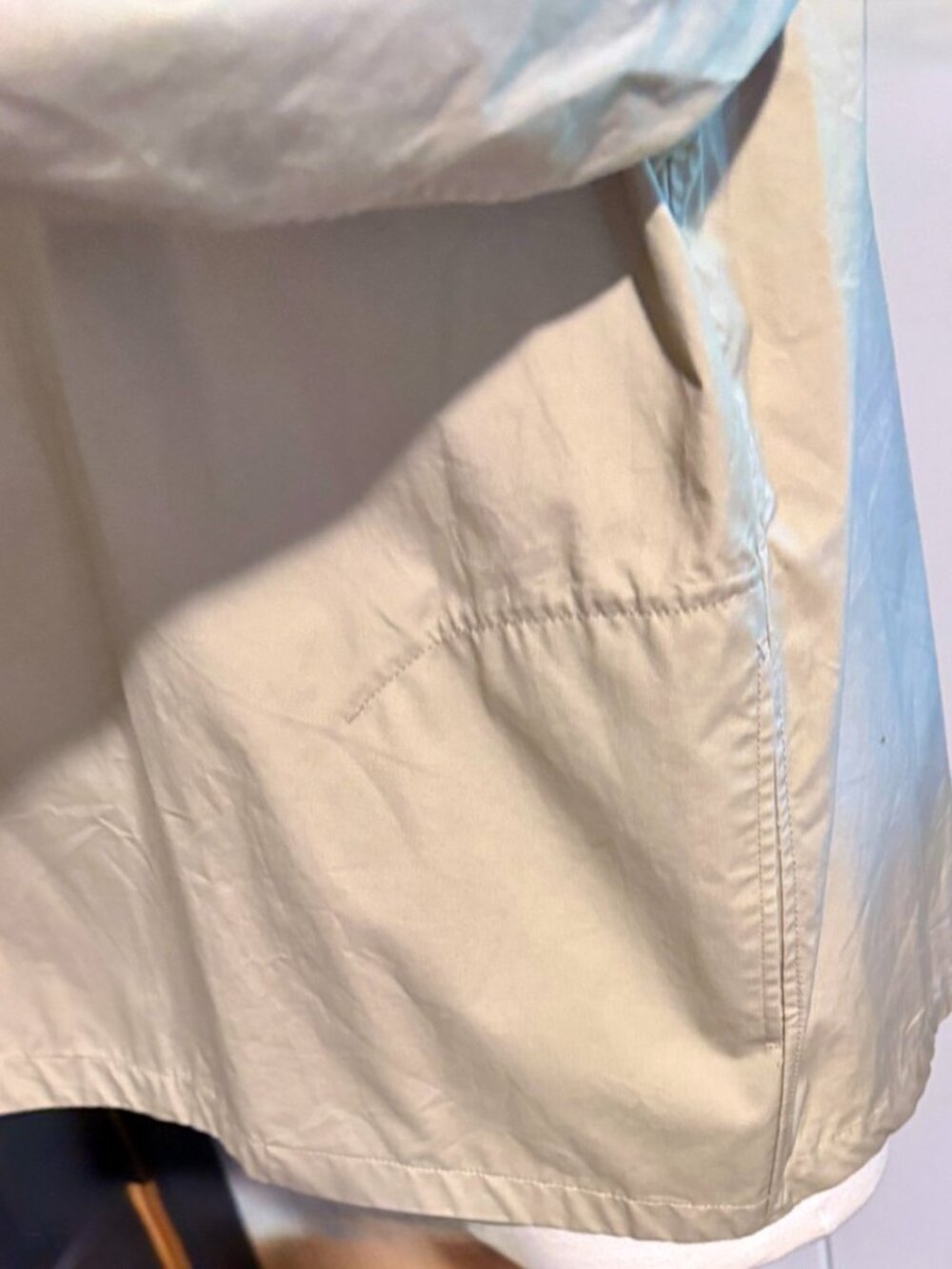 MUJI Men's Small Beige Stand Collar Lightweight Jacket Minimalist Hidden Button - Picture 3 of 4